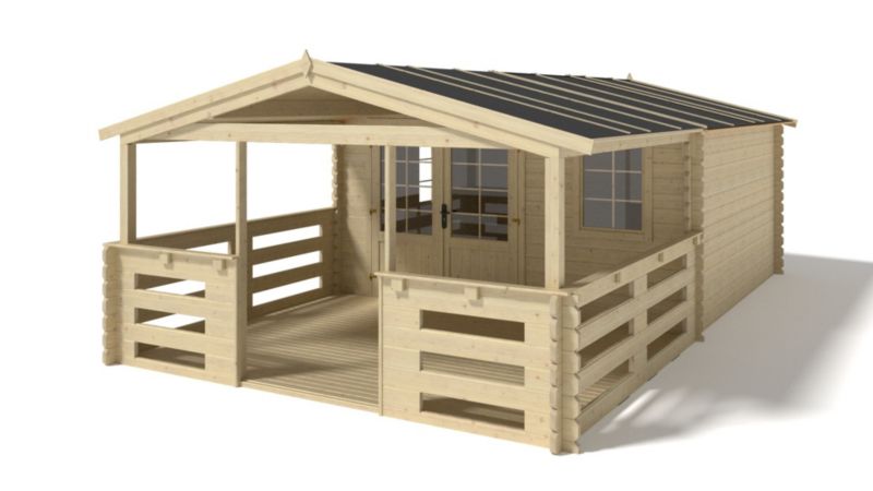 Domek ogrodowy ALTANKA - 4x4 m z tarasem 4x3m - 28 m2, drewniany, 1szt.