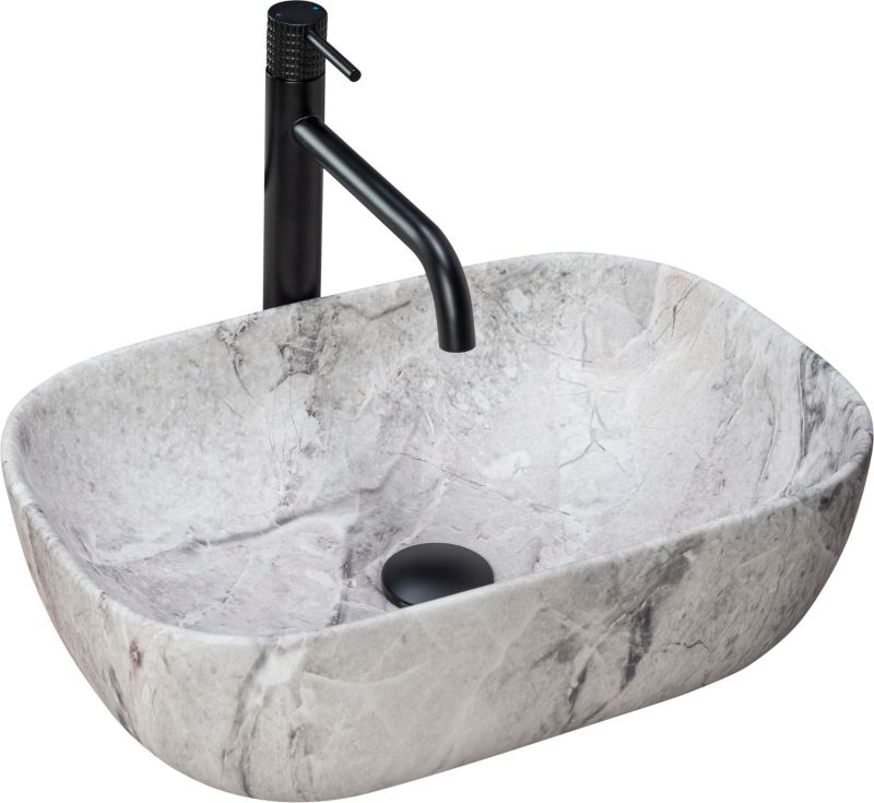 Umywalka Nablatowa Rea Livia Stone Prostokątny Beżowy 46,5X33,5X13,5Cm 1 Szt