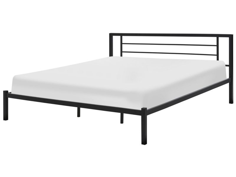 Łóżko metalowe 180 x 200 cm czarne Cusset 1 szt.