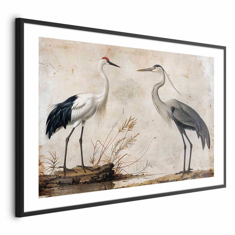Plakat Artgeist Ptaki z ryciny 60x40 cm z ramą czarną 1 szt