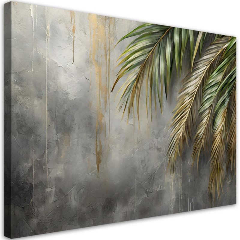 Obraz do salonu sypialni Feeby Liście Palmy na tle betonu 60x40 cm 1szt