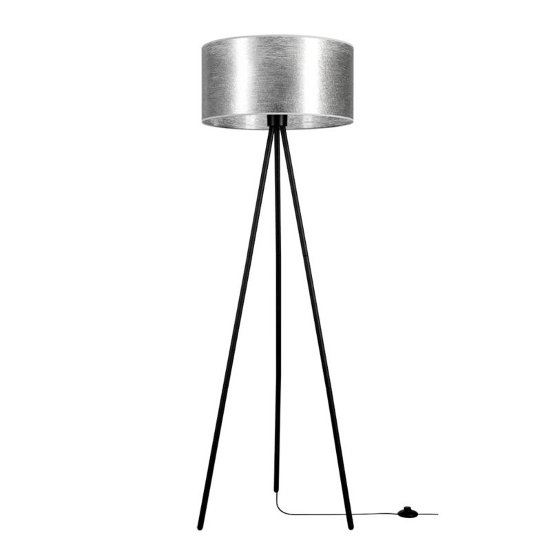 Lampa Podłogowa SPOT Light 1xE27 Max.40W Kompozycja Czarnej Podstawy z Srebrnym Abażurem, Polski Producent, 1 szt.