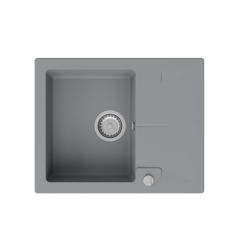 Zlewozmywak granitowy GranMaster Caro 595x475x172 mm, jednokomorowy z ociekaczem, tytan 1 szt.