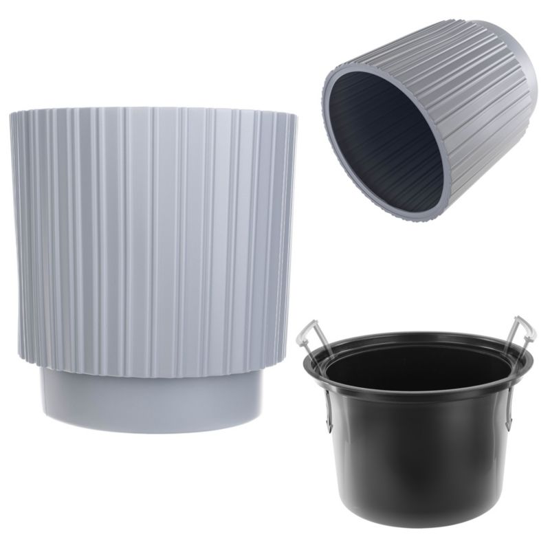 Doniczka KADAX Donica Na Kwiaty 30cm Osłonka Z Wkładem Kwietnik Plastikowa szara 1 szt.
