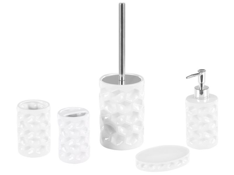 5-częściowy zestaw akcesoriów łazienkowych ceramiczny biały Tirua 1 kpl