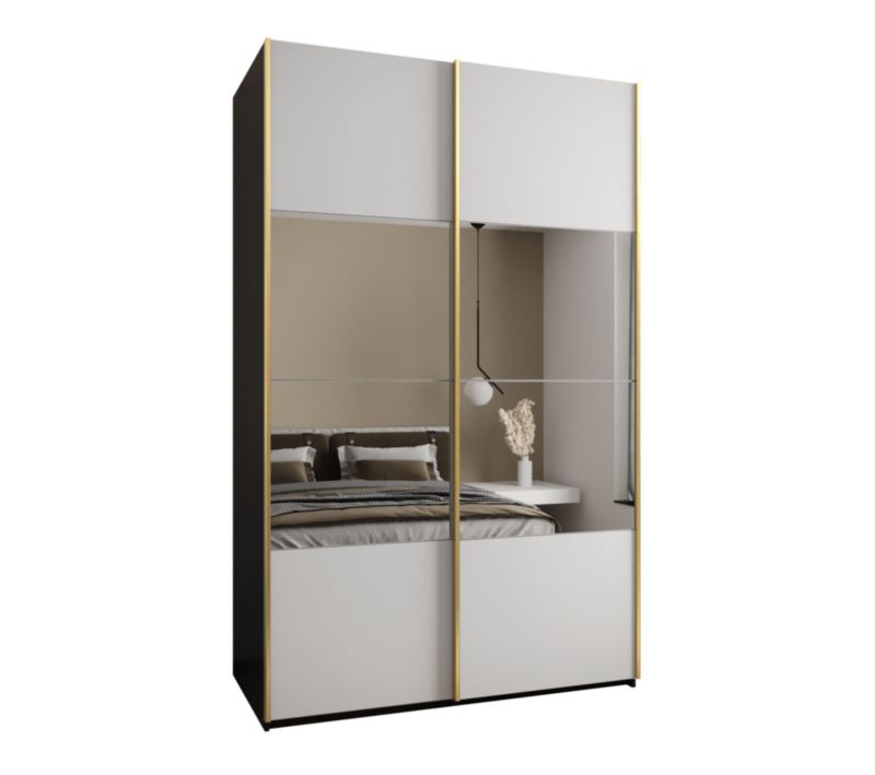 Szafa przesuwna Abiks LUX 4 wysoka szer.150cm czarny/biały/złoty 1szt.