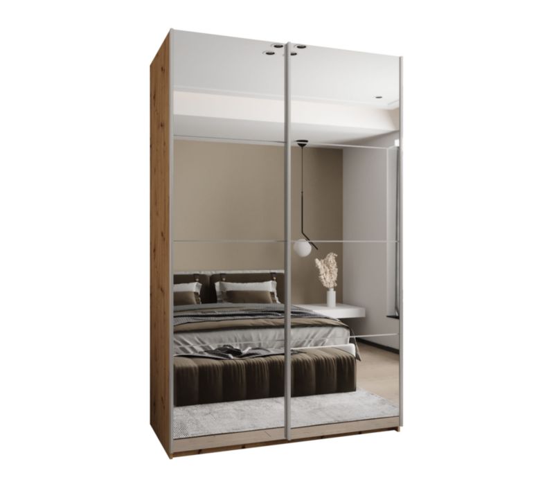Szafa przesuwna Abiks LUX 2 wysoka szer.150cm artisan/biały/srebrny 1szt.