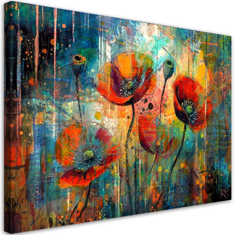 Obraz do salonu pokoju nowoczesny Feeby Abstrakcyjne Kwiaty Maki 120x80cm 1szt