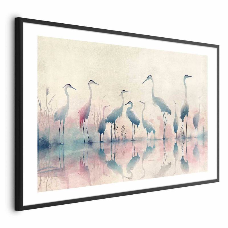 Plakat Artgeist Ptaki nad jeziorem 60x40 cm z ramą czarną 1 szt