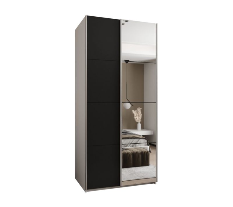 Szafa przesuwna Abiks LUX 3 wysoka szer.100cm biały/czarny/srebrny 1szt.
