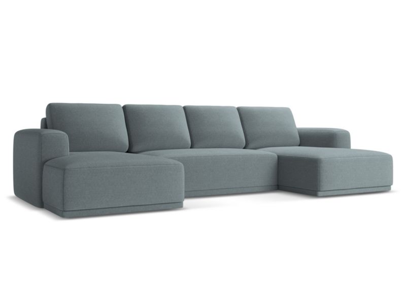 Sofa panoramiczna z funkcją spania Makamii Kaila z tkaniny szenilowej 333x160 cm jeans 1 szt.