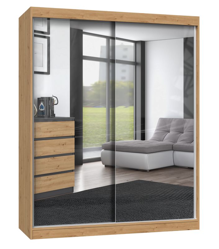 Szafa Przesuwna Topeshop Iga 160 cm Drzwi 2 Lustra Dąb Artisan 61x160x200 cm 1 szt.