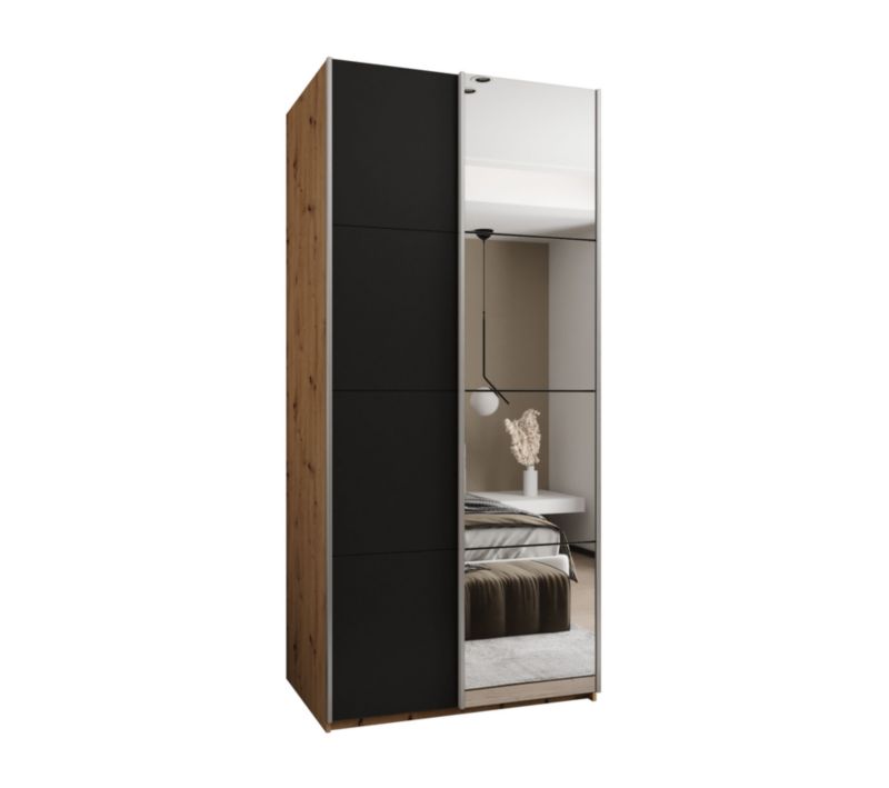 Szafa przesuwna Abiks LUX 3 wysoka szer.120cm artisan/czarny/srebrny 1szt.