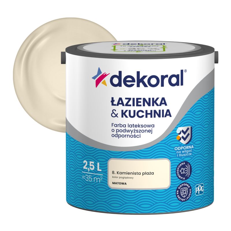 Farba kolorowa Dekoral Łazienka & Kuchnia kamienista plaża 2,5 l