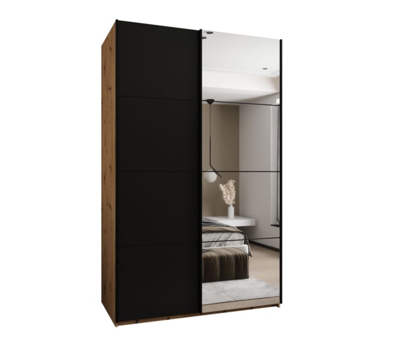 Szafa przesuwna Abiks LUX 3 wysoka szer.150cm artisan/czarny/czarny 1szt.
