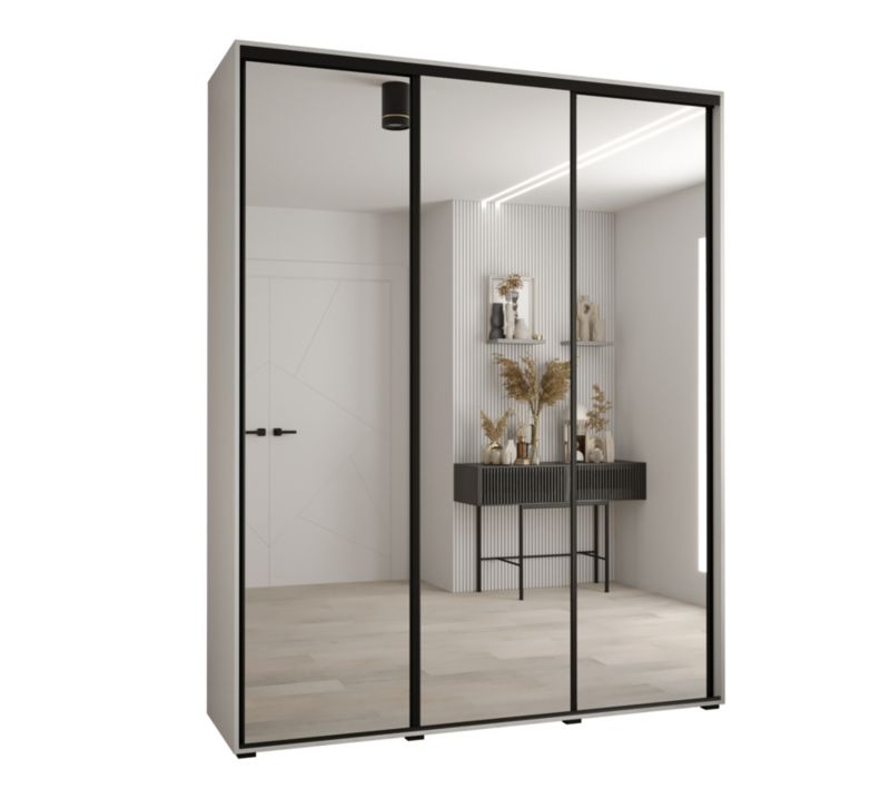 Szafa przesuwna Abiks DAVOS 2 wysoka szer.190cm gł.60cm biały/biały/czarny 1szt.