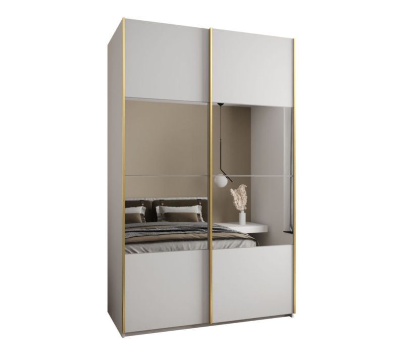 Szafa przesuwna Abiks LUX 4 wysoka szer.150cm biały/biały/złoty 1szt.
