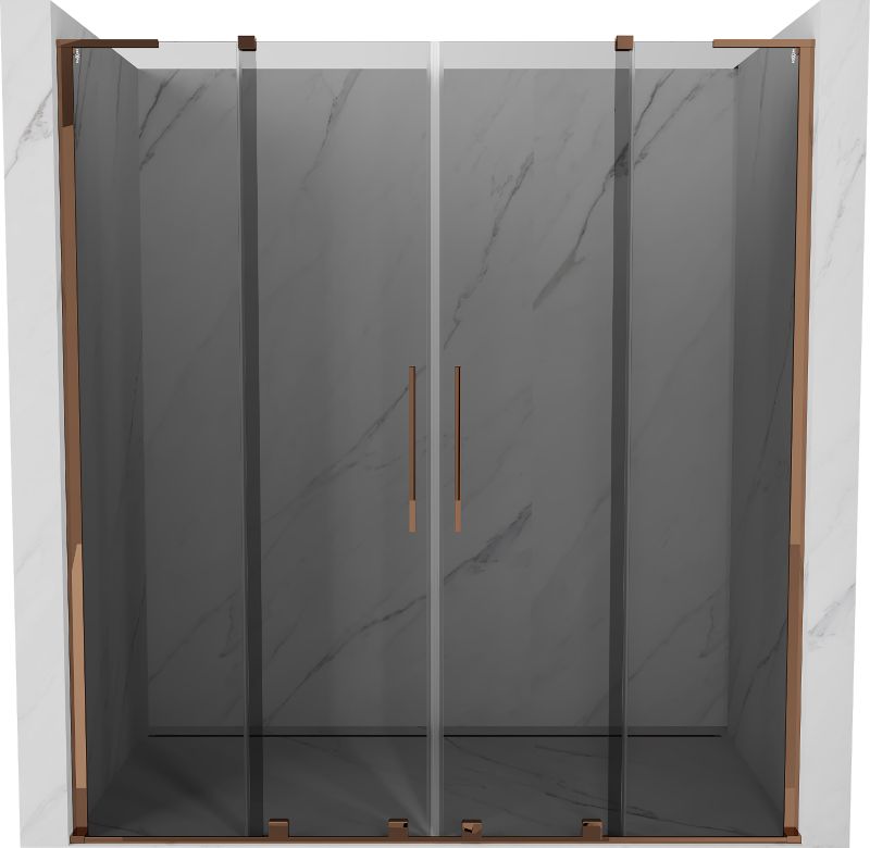 drzwi prysznicowe przesuwne Mexen Velar L grafit różowe złoto 200x200 cm 1 szt.