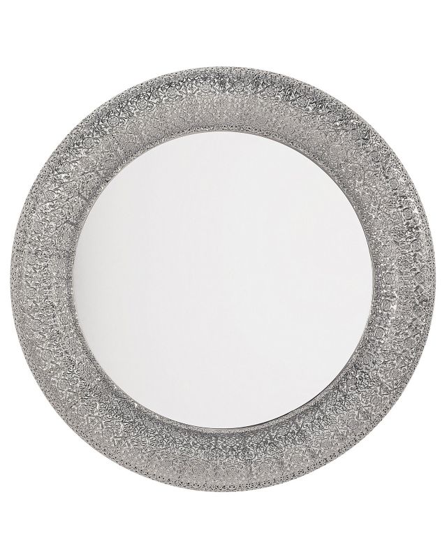 Lustro ścienne Channay 80 cm 80 cm Metal Srebrny 1 szt.