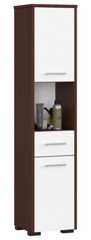 Słupek łazienkowy Akord Fin Wenge 30 cm 2 drzwi 1 szuflada kolor Biały mat 5 półek 30x30x140 cm 1 szt.