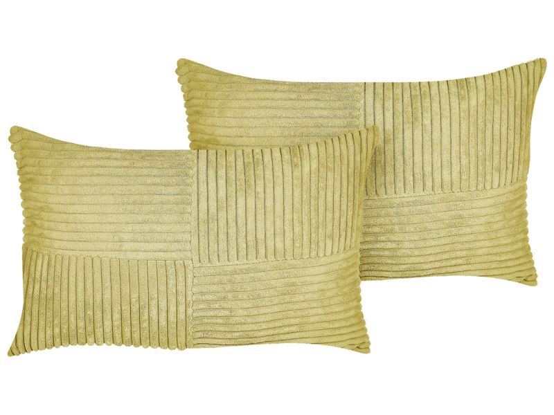 Zestaw 2 poduszek Jednolity Millet Sztruks 47 x 27 cm Oliwkowy 1 par.