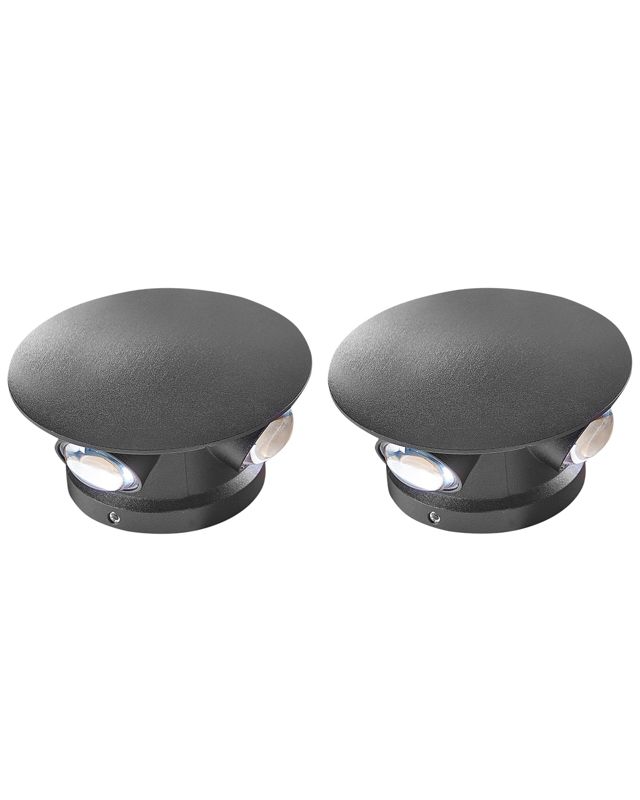 Zestaw 2 lamp ściennych zewnętrznych LED Maurice 10 cm Czarny 1 par.