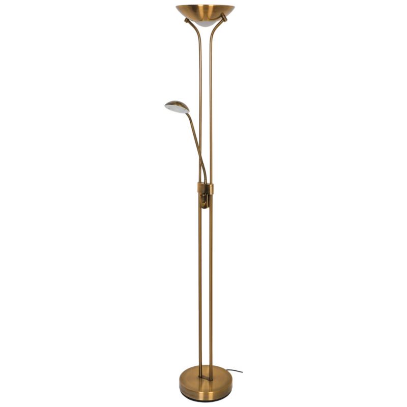 Lampa podłogowa LED GoodHome Pulmoz mosiądz