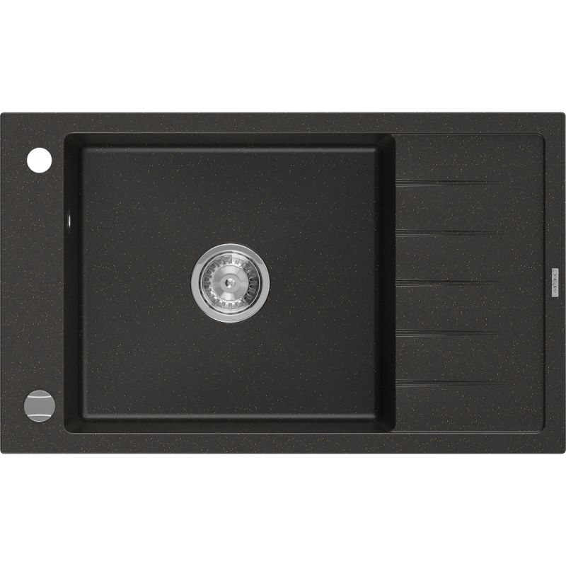 Zlewozmywak wpuszczany Mexen Elias 1-komorowy czarny/złoty metalik 795x480 mm 1 szt.