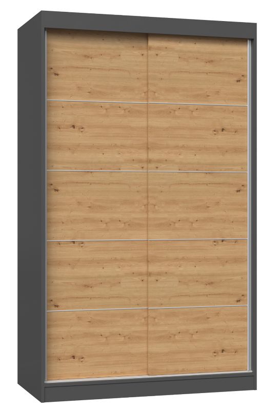 Szafa Przesuwna Topeshop IGA 120 cm Drzwi ze Szprosami Antracyt / Dąb Artisan 61x120x200 cm 1 szt.