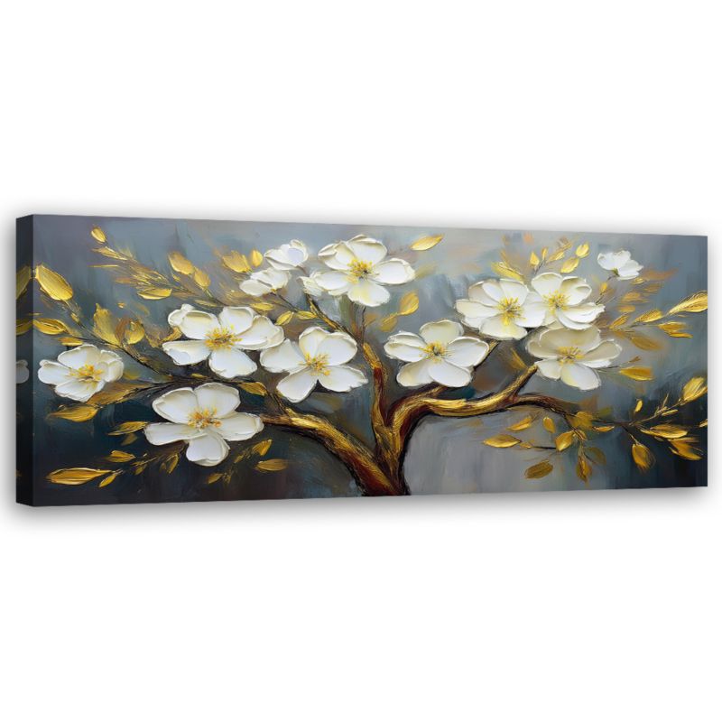 Obraz do salonu sypialni Feeby Drzewo Życia Białe Kwiaty 90x30 cm 1 szt