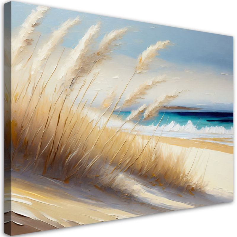 Obraz do salonu sypialni Feeby Plaża Morze Trawy Beżowy 120x80 cm 1szt