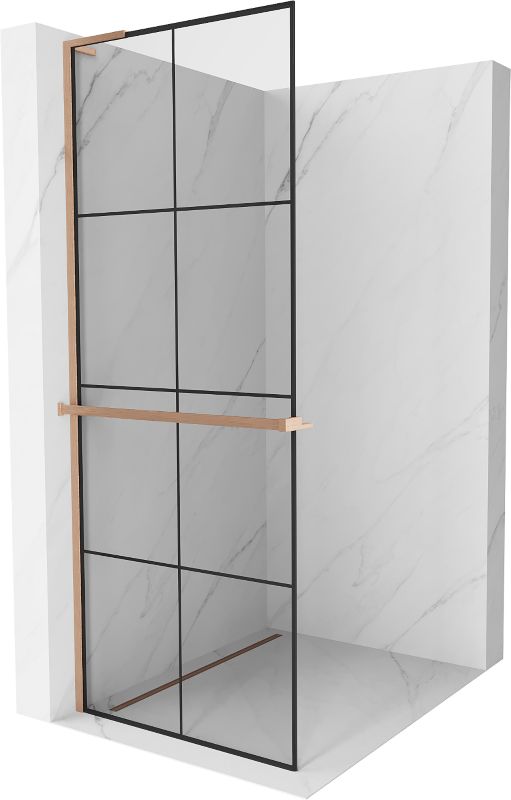 Ścianka prysznicowa Mexen Kioto+ L czarny wzór miedź szczotkowana 80x200 cm 800-080-123-65-771 szt.