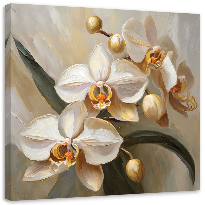 Obraz do salonu sypialni Feeby Storczyki Kwiaty Beżowe 30x30 cm 1szt