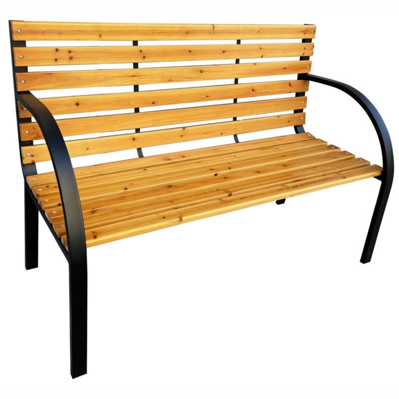 Ławka ogrodowa DAlia z lakierowanego drewna stalowe nogi szerokość 122 cm 1 szt.
