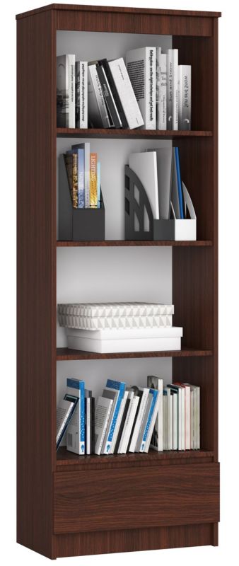 Regał Akord R60 Wenge 60 cm mat 1 szuflada kolor Wenge mat 4 półki 60x35x180 cm 1 szt.