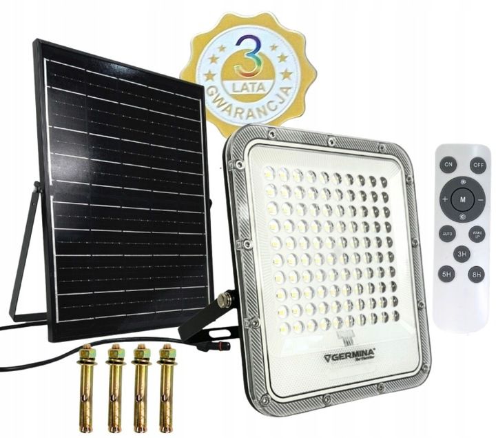 Naświetlacz LED Germina solarny 50W lampa zewnętrzna IP65 + pilot 1kpl.