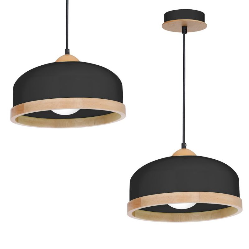 Lampa wisząca Milagro Studio Black 1xE27 metal drewno 1 szt.