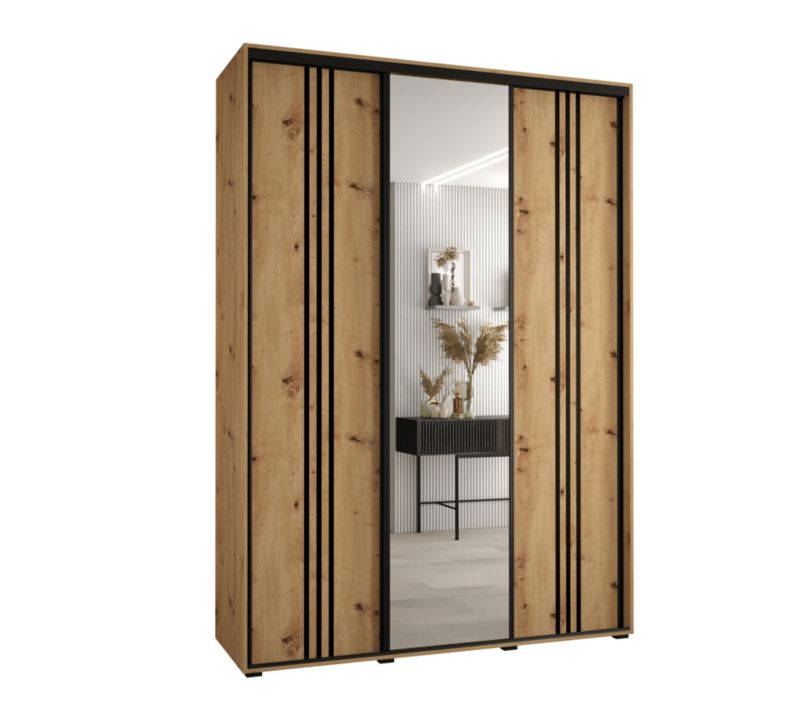 Szafa przesuwna Abiks DAVOS 7 wysoka szer.170cm gł.60cm artisan/artisan/czarny 1szt.