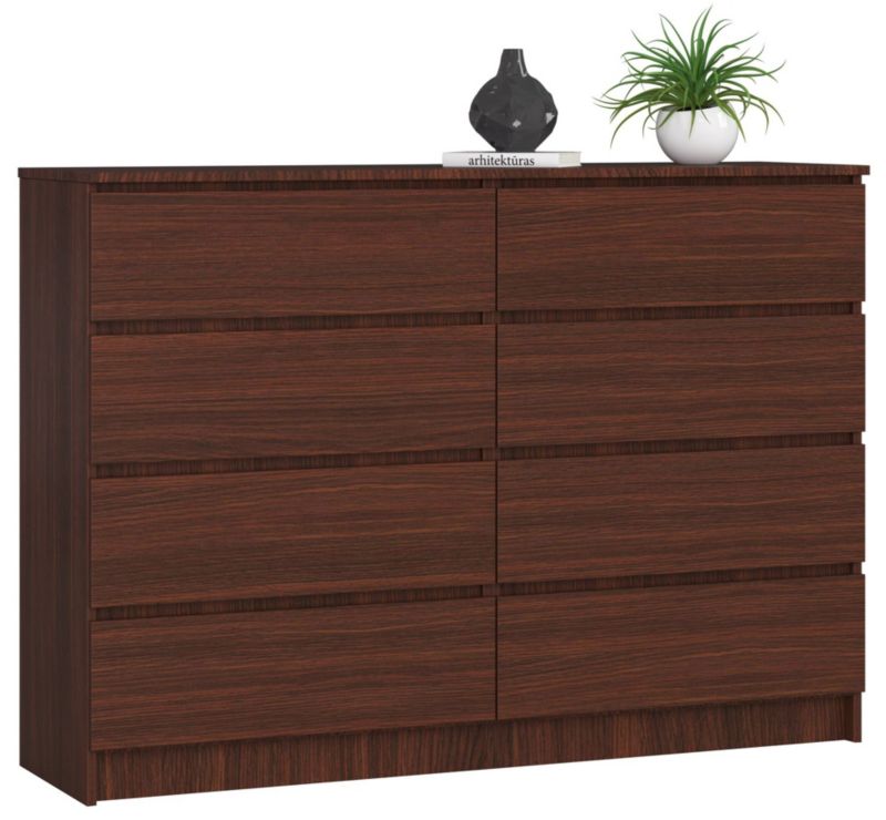 Komoda Akord K140 Wenge 138 cm 8 szuflad kolor Wenge mat 138x40x99 cm 1 szt.