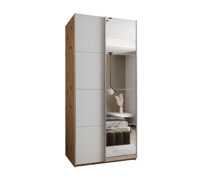 Szafa przesuwna Abiks LUX 3 wysoka szer.110cm artisan/biały/srebrny 1szt.