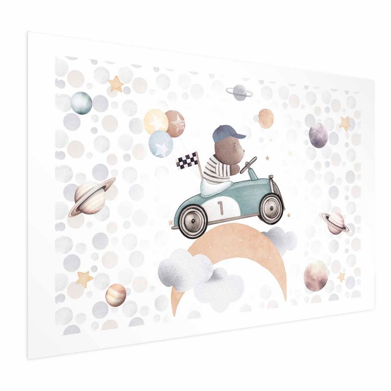Plakat Artgeist Miś w wyścigówce 42x29,7 cm bez ramy 1 szt