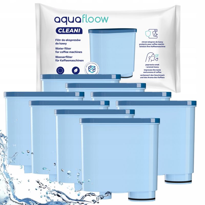 Filtr wody, AquaFloow, do ekspresów, zamiennik do Philips Saeco z systemem AquaClean, 8szt
