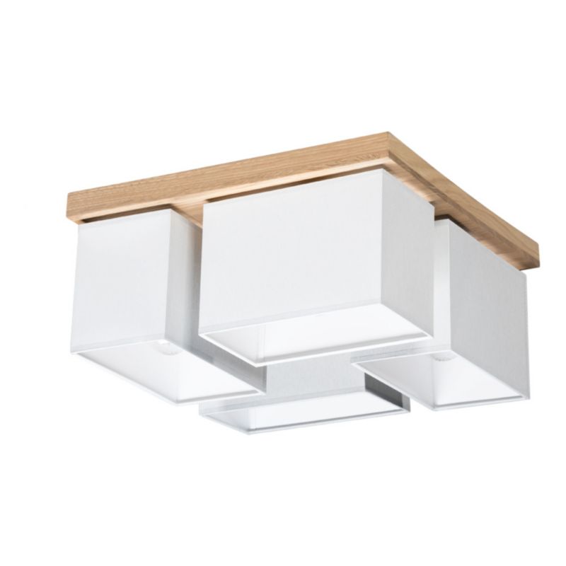 Drewniana Lampa Sufitowa SPOT Light 4xE27 Max.25W Dąb Olejowany FSC z Szarymi Abażurami, Polski Producent, 1 szt.