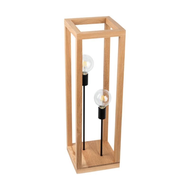 Drewniana Lampa Podłogowa SPOT Light 2xE27 Max.60W Dąb Olejowany FSC z Akcentem Czerni, Polski Producent, 1 szt.