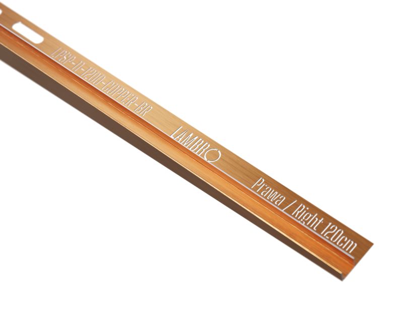 Listwa brodzikowa podłogowa spadkowa do szkła prawa LPS Lambro miedziany mat 120cm 1 szt.