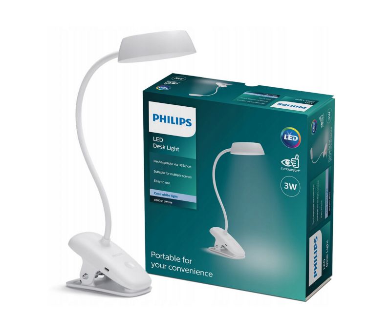 Lampa biurkowa Philips Donutclip biały 3 W 4000 K 175 lm IP20 1 szt.