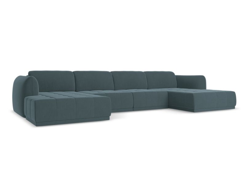 Sofa panoramiczna Makamii Hoku z weluru 370x170 cm morski 1 szt.