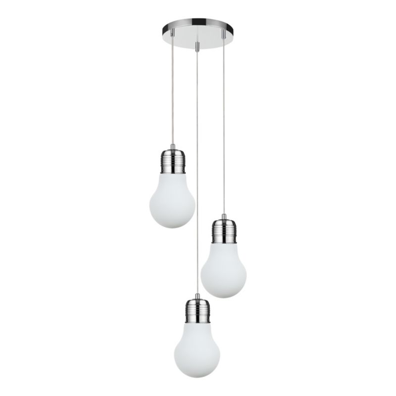 Lampa Wisząca SPOT Light 3xE27 Max.60W Klasyczne Połączenie Chromu i Białego Szkła, Polski Producent, 1 szt.
