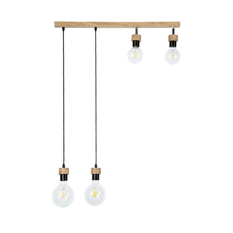 Drewniana Lampa Wisząca SPOT Light 4xE27 Max.25W Dąb Olejowany FSC z Akcentem Czerni, Polski Producent, 1 szt.