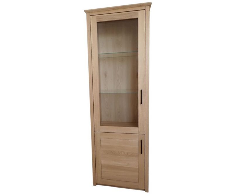 Witryna ICFWood jasny dąb lity 2 drzwi szkło 66,5x194x42,5 cm 1 szt.
